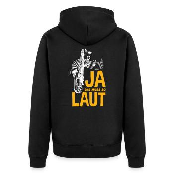 Saxophon - Unisex Premium Bio Zip Hoodie - Schwarz - Hinten - Nico (187cm)