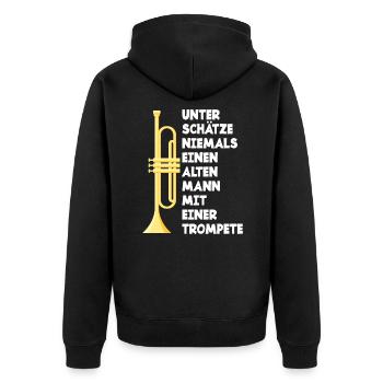 Trompete Trompeter Trompeten Spieler - Unisex Premium Bio Zip Hoodie - Schwarz - Hinten - Nico (187cm)