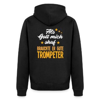 Trompete Trompeter Trompeten Spieler - Unisex Premium Bio Zip Hoodie - Schwarz - Hinten - Nico (187cm)