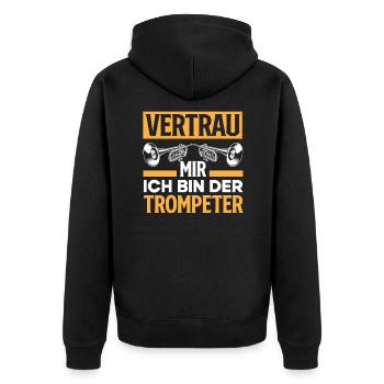 Trompete Trompeter Trompeten Spieler - Unisex Premium Bio Zip Hoodie - Schwarz - Hinten - Nico (187cm)