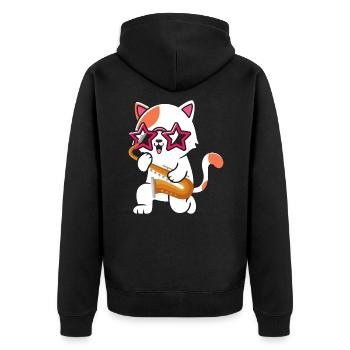 Saxophon Jazz - Unisex Premium Bio Zip Hoodie - Schwarz - Hinten - Nico (187cm)