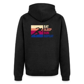Lustiges Laufen Läufer Lauf Geschenk - Unisex Premium Bio Zip Hoodie - Schwarz - Hinten - Nico (187cm)