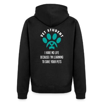 Funny Veterinary Student Veterinary Medicine Student - Unisex Premium Organic Zip Hoodie - black - Back - Nico (187cm)