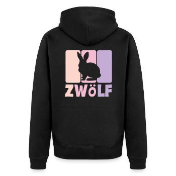12. Geburtstag Mädchen 12 Jahre Kaninchen Hase - Unisex Premium Bio Zip Hoodie - Schwarz - Hinten - Nico (187cm)