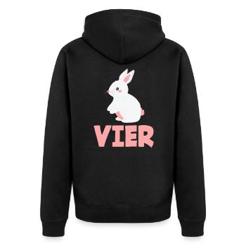 4. Geburtstag Mädchen 4 Jahre Kaninchen Hase - Unisex Premium Bio Zip Hoodie - Schwarz - Hinten - Nico (187cm)