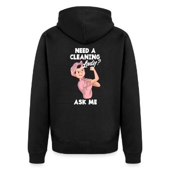 Lustiges Putzfrau Reinigungskraft Hausfrau Putzen - Unisex Premium Bio Zip Hoodie - Schwarz - Hinten - Nico (187cm)
