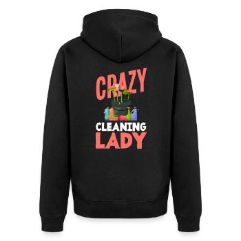 Lustiges Putzfrau Reinigungskraft Hausfrau Putzen - Unisex Premium Bio Zip Hoodie - Schwarz - Hinten - Nico (187cm)