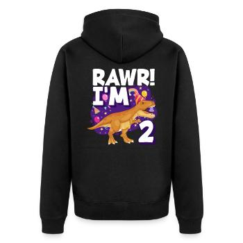 2ème anniversaire Garçon Filles 2 ans Dinosaures - Veste à capuche bio Premium Unisexe - noir - Dos - Nico (187cm)