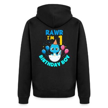 1er anniversaire Garçons 1 an Dinosaure - Veste à capuche bio Premium Unisexe - noir - Dos - Nico (187cm)