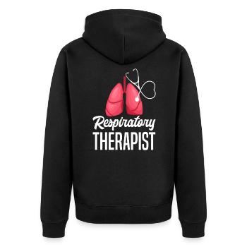 Funny Respiratory Therapist Respiratory Therapy - Unisex Premium Organic Zip Hoodie - black - Back - Nico (187cm)