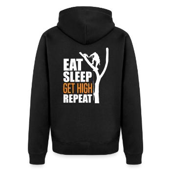 Baumpfleger Baumkletterer Baumpflege - Unisex Premium Bio Zip Hoodie - Schwarz - Hinten - Nico (187cm)
