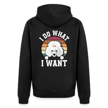 Pudel - Unisex Premium Bio Zip Hoodie - Schwarz - Hinten - Nico (187cm)