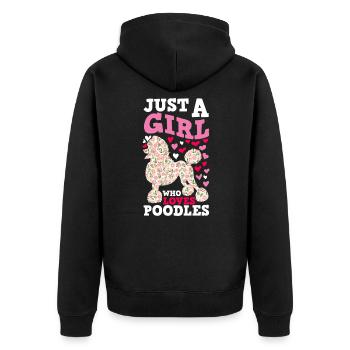 Nur Ein Mädchen Was Pudel Liebt Pudel Besitzer - Unisex Premium Bio Zip Hoodie - Schwarz - Hinten - Nico (187cm)