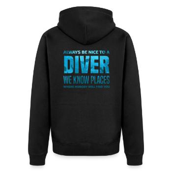 Diving Divers Funny Diver Gift - Unisex Premium Organic Zip Hoodie - black - Back - Nico (187cm)