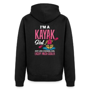 Kajak - Unisex Premium Bio Zip Hoodie - Schwarz - Hinten - Nico (187cm)