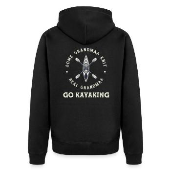 Kayak Grandma - Unisex Premium Organic Zip Hoodie - black - Back - Nico (187cm)