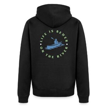 Kayak - Unisex Premium Organic Zip Hoodie - black - Back - Nico (187cm)