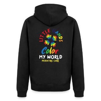 Kinderkrankenschwester Kinderkrankenpflegerin - Unisex Premium Bio Zip Hoodie - Schwarz - Hinten - Nico (187cm)