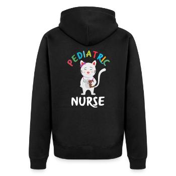 Kinderkrankenschwester Kinderkrankenpflegerin - Unisex Premium Bio Zip Hoodie - Schwarz - Hinten - Nico (187cm)