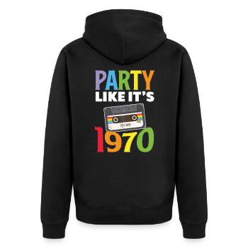 Tenue de fête des années 70 Costume de fête des années 70 - Veste à capuche bio Premium Unisexe - noir - Dos - Nico (187cm)