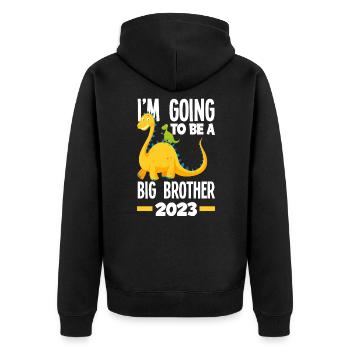 I'm Going to Be a Big Brother 2023 Dino Dinosaur - Unisex Premium Organic Zip Hoodie - black - Back - Nico (187cm)