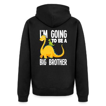 Ich Werde Ein Großer Bruder Dino Dinosaurier - Unisex Premium Bio Zip Hoodie - Schwarz - Hinten - Nico (187cm)