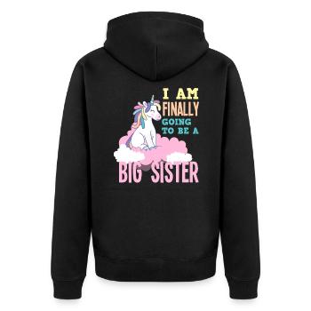 Ich Werde Eine Große Schwester Einhorn - Unisex Premium Bio Zip Hoodie - Schwarz - Hinten - Nico (187cm)