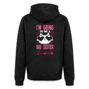 Ich Werde Große Schwester Katze - Unisex Premium Bio Zip Hoodie - Schwarz - Hinten - Nico (187cm)