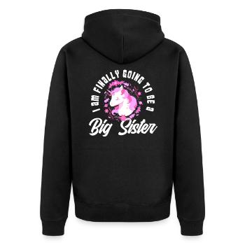 Ich Werde Eine Große Schwester Einhorn - Unisex Premium Bio Zip Hoodie - Schwarz - Hinten - Nico (187cm)
