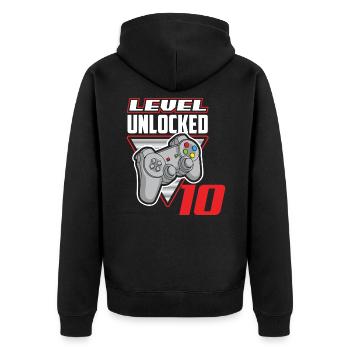 10th Birthday Boy Birthday Gamer Gaming - Unisex Premium Organic Zip Hoodie - black - Back - Nico (187cm)