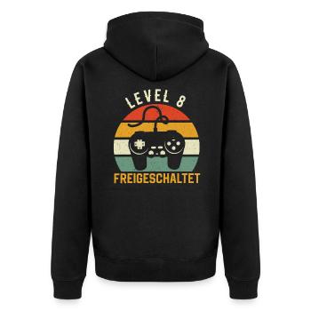 8. Geburtstag 8 Jahre Gamer Gaming Geburtstag - Unisex Premium Bio Zip Hoodie - Schwarz - Hinten - Nico (187cm)