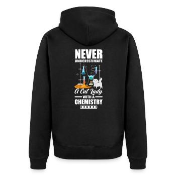 Funny Chemistry Student Chemist Cat - Unisex Premium Organic Zip Hoodie - black - Back - Nico (187cm)