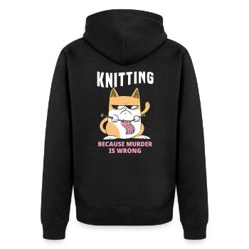 Knitting Knitting Needle Knitting Needle Knitting - Unisex Premium Organic Zip Hoodie - black - Back - Nico (187cm)