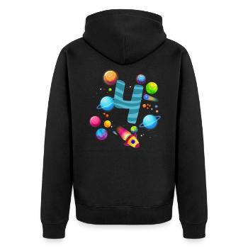4th Birthday Boys 4 Years Planet Birthday - Unisex Premium Organic Zip Hoodie - black - Back - Nico (187cm)