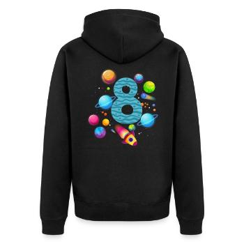 8th Birthday Boys 8 Years Planet Birthday - Unisex Premium Organic Zip Hoodie - black - Back - Nico (187cm)