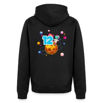 12th Birthday Boys 12 Years Planet Birthday - Unisex Premium Organic Zip Hoodie - black - Back - Nico (187cm)