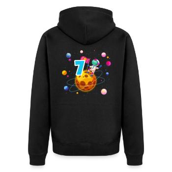 7th Birthday Boys 7 Years Planet Birthday - Unisex Premium Organic Zip Hoodie - black - Back - Nico (187cm)