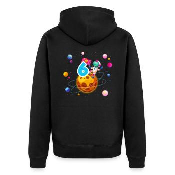 6th Birthday Boys 6 Years Planet Birthday - Unisex Premium Organic Zip Hoodie - black - Back - Nico (187cm)