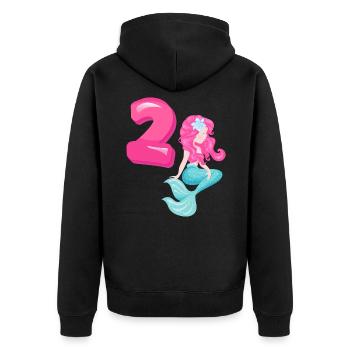 2ème anniversaire Fille 2 ans Mermaid Party - Veste à capuche bio Premium Unisexe - noir - Dos - Nico (187cm)