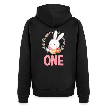 1er anniversaire Fille 1 an Lapin Lapin - Veste à capuche bio Premium Unisexe - noir - Dos - Nico (187cm)