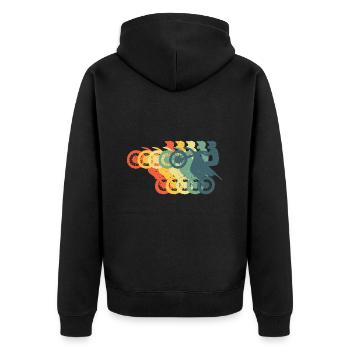 Motorrad Motorsport Retro Dirtbike Motocross - Unisex Premium Bio Zip Hoodie - Schwarz - Hinten - Nico (187cm)