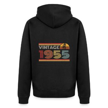 1955 Limited Edition Geburtstag Outfit 1955 vintag - Unisex Premium Bio Zip Hoodie - Schwarz - Hinten - Nico (187cm)