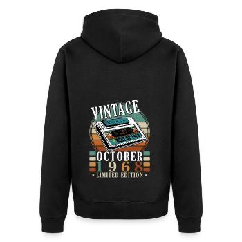 55th Birthday Year October 1968 Original 1968 - Unisex Premium Organic Zip Hoodie - black - Back - Nico (187cm)