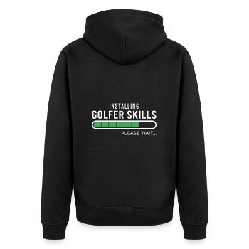 Golf Golfer Skills Golfen Golfspieler - Unisex Premium Bio Zip Hoodie - Schwarz - Hinten - Nico (187cm)