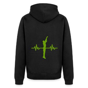 Haertbeat Basketball - USA - Team Sport - Hoops - Unisex Premium Bio Zip Hoodie - Schwarz - Hinten - Nico (187cm)