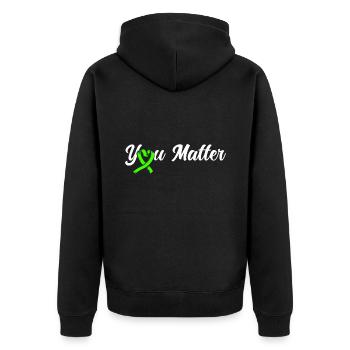 Bewusstsein für psychische Gesundheit Psychisches - Unisex Premium Bio Zip Hoodie - Schwarz - Hinten - Nico (187cm)