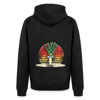 Leek - Unisex Premium Organic Zip Hoodie - black - Back - Nico (187cm)