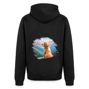 Cute puppy on mountain - dog love and hiker - Unisex Premium Organic Zip Hoodie - black - Back - Nico (187cm)