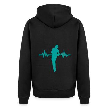Haertbeat Basketball - USA - Team Sport - Hoops - Unisex Premium Bio Zip Hoodie - Schwarz - Hinten - Nico (187cm)