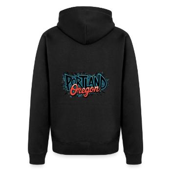 Oregon Portland Amerika Bundesstaat für Oregon - Unisex Premium Bio Zip Hoodie - Schwarz - Hinten - Nico (187cm)